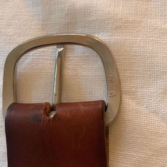 Vintage Hand Tooled Brown Leather Belt Size Large Full Grain Cowhide USA No Loop - Picture 13 of 13